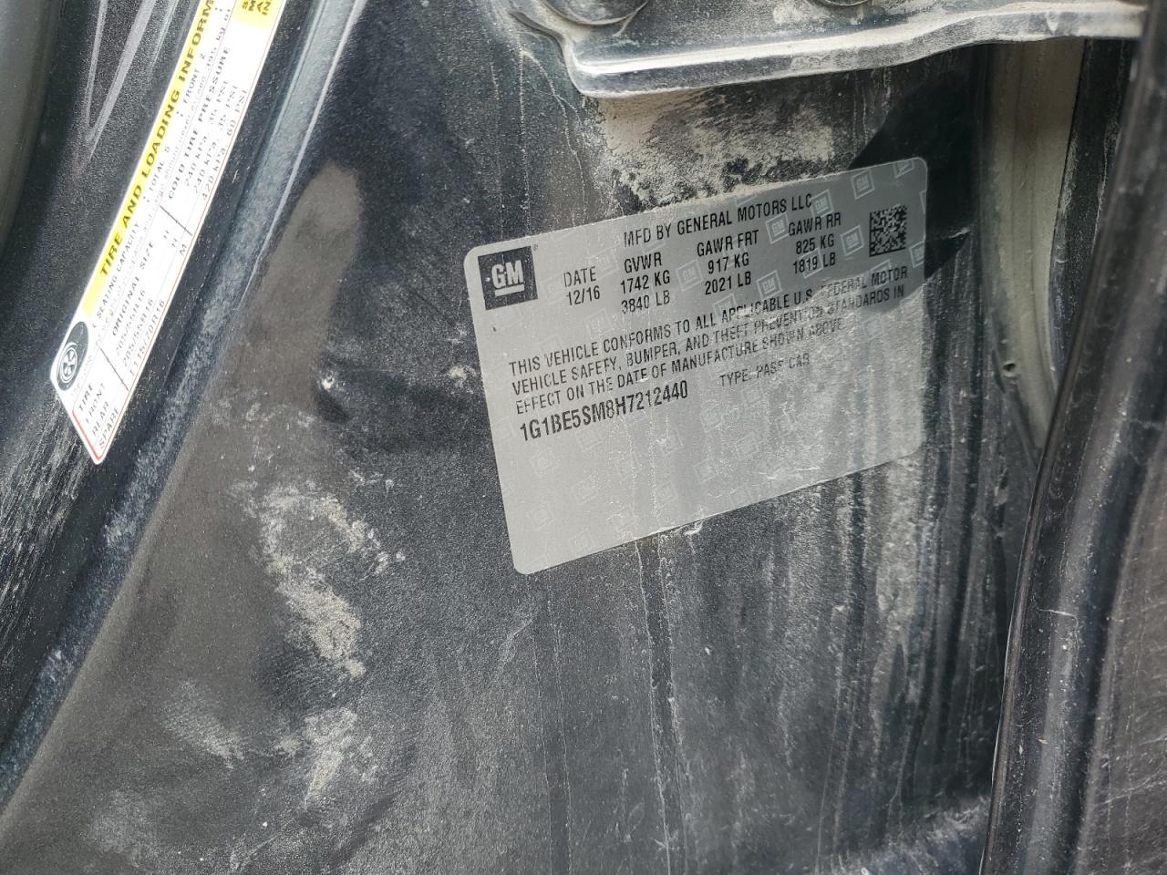 2017 Chevrolet Cruze Lt VIN: 1G1BE5SM8H7212440 Lot: 82068825