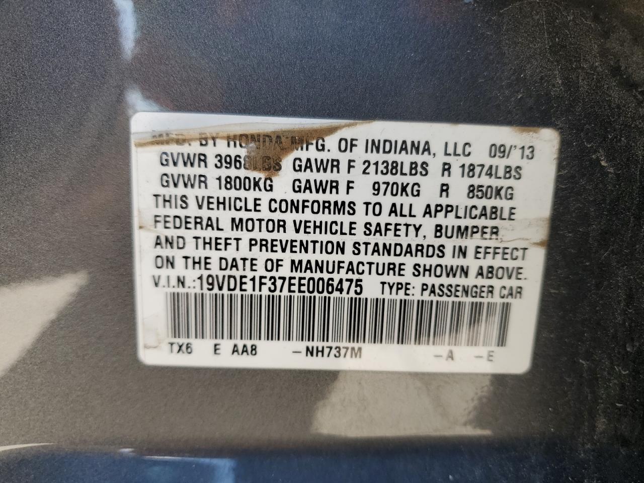 2014 Acura Ilx 20 VIN: 19VDE1F37EE006475 Lot: 80314115