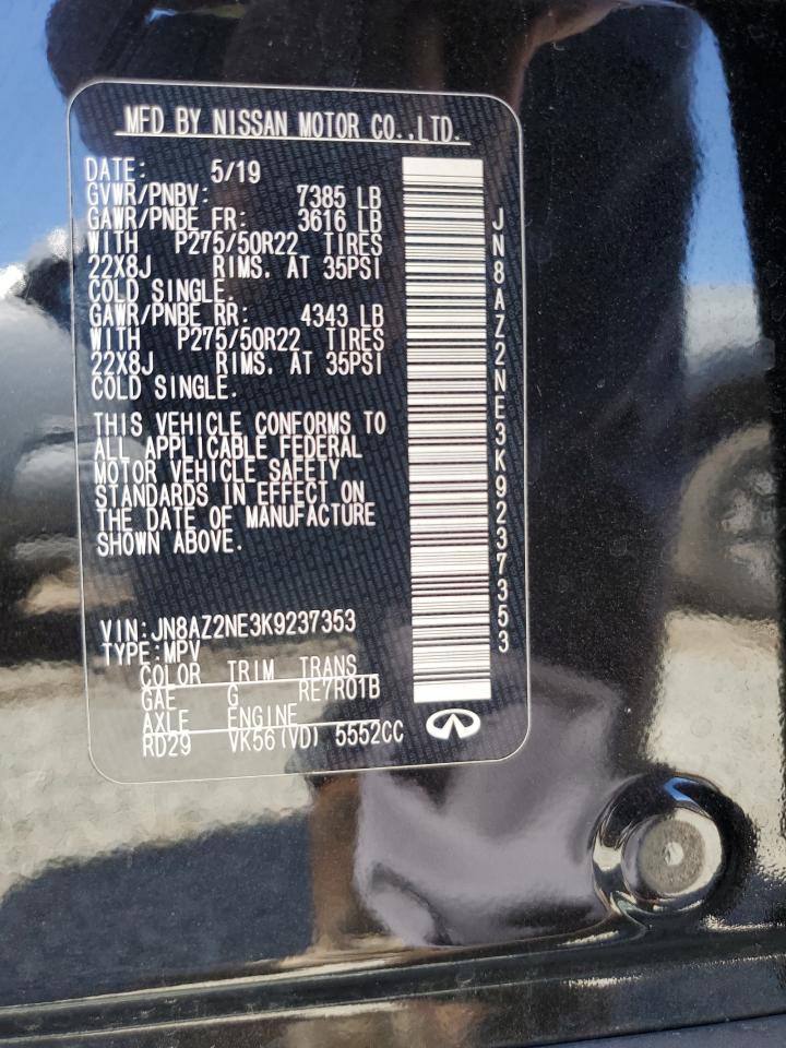 2019 Infiniti Qx80 Luxe VIN: JN8AZ2NE3K9237353 Lot: 80356315