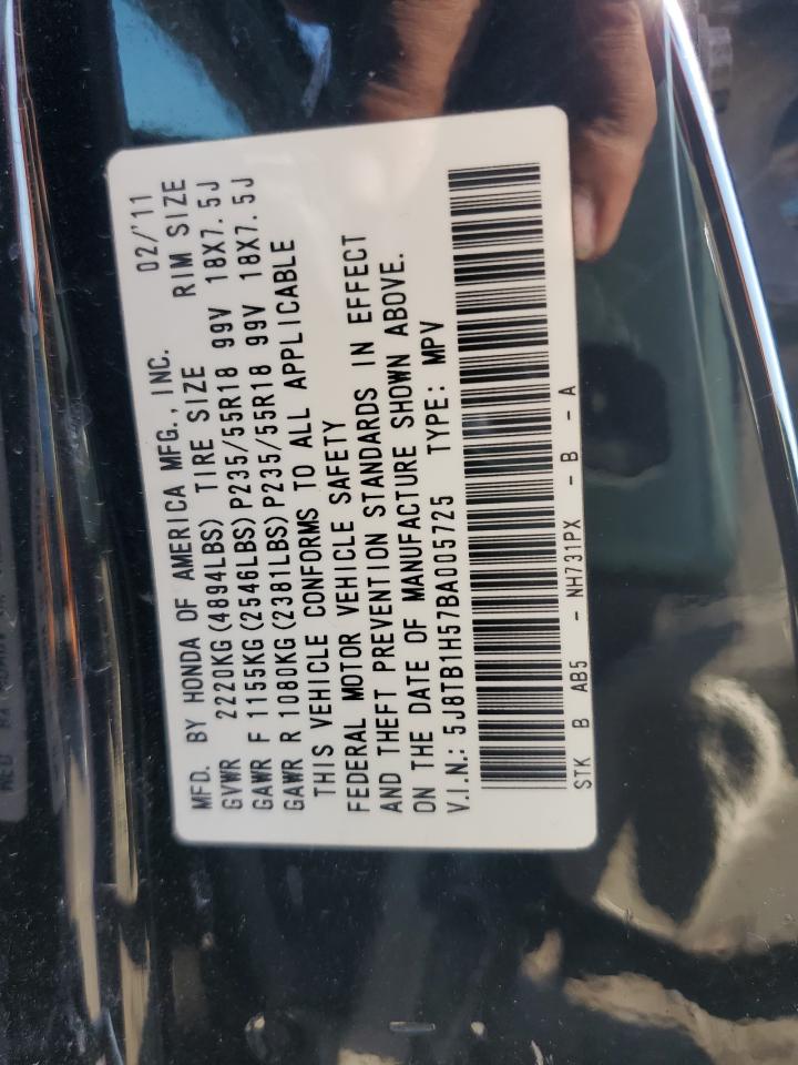 2011 Acura Rdx Technology VIN: 5J8TB1H57BA005725 Lot: 80093055