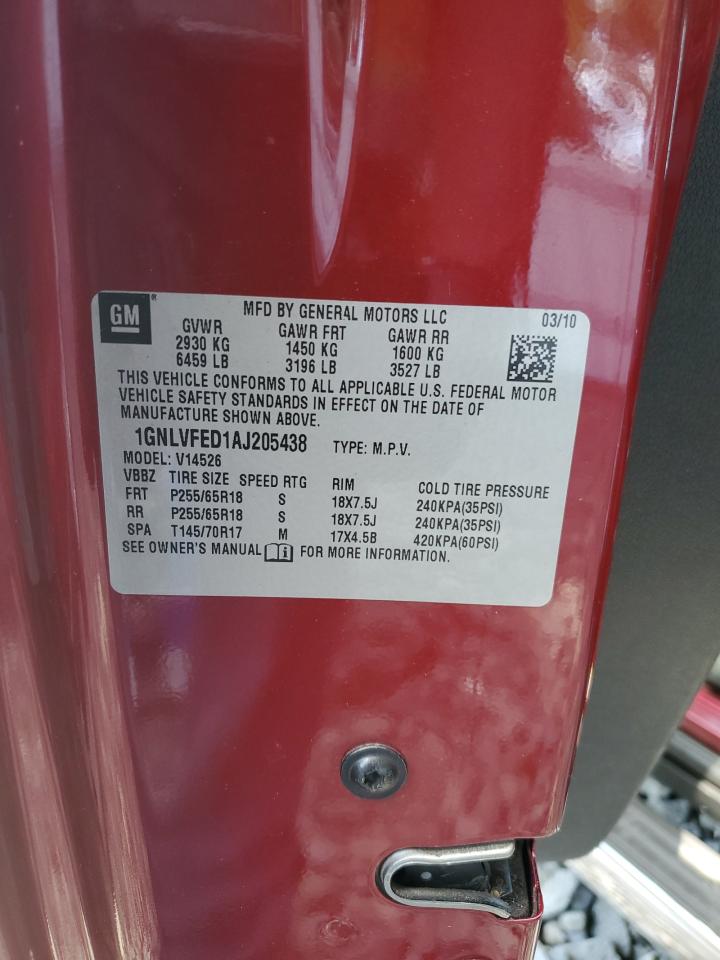 2010 Chevrolet Traverse Lt VIN: 1GNLVFED1AJ205438 Lot: 80445835