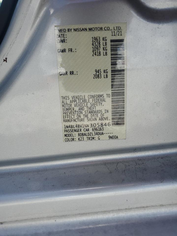 2022 Nissan Altima S VIN: 1N4BL4BV1NN305846 Lot: 72095055