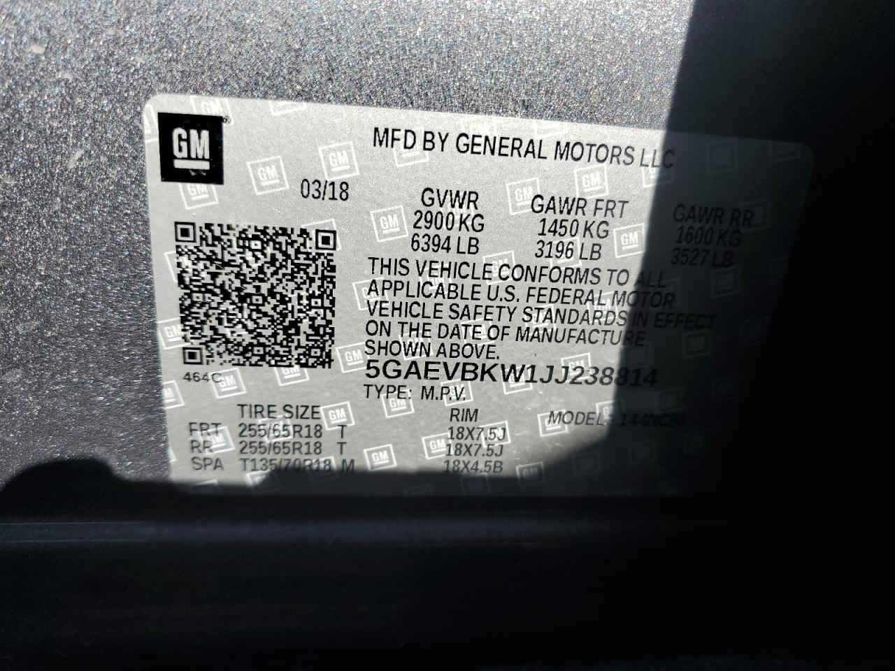 2018 Buick Enclave Premium VIN: 5GAEVBKW1JJ238814 Lot: 84563085