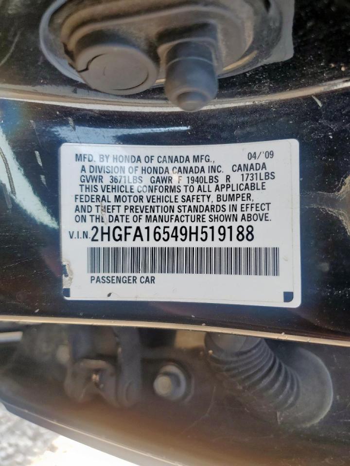 2009 Honda Civic Lx VIN: 2HGFA16549H519188 Lot: 80946295