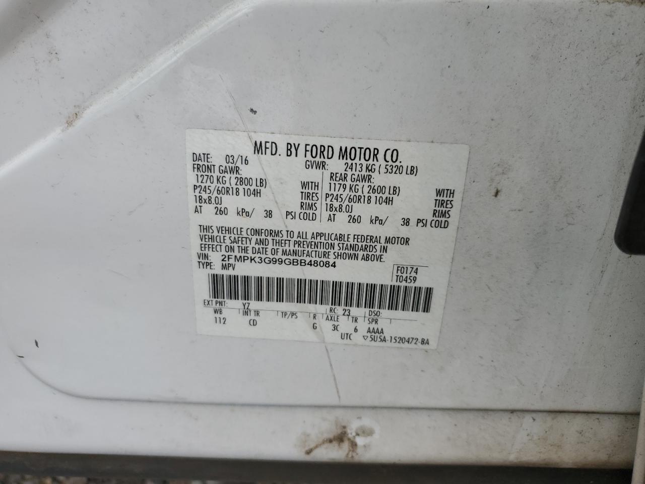 2016 Ford Edge Se VIN: 2FMPK3G99GBB48084 Lot: 82160005