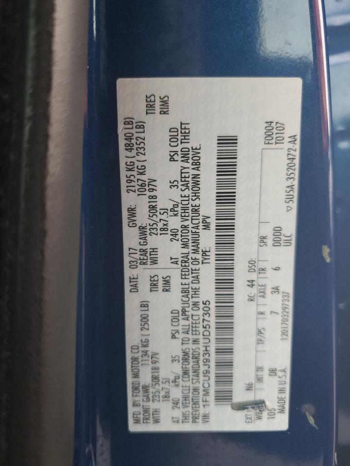 2017 Ford Escape Titanium VIN: 1FMCU9J93HUD57305 Lot: 83804685