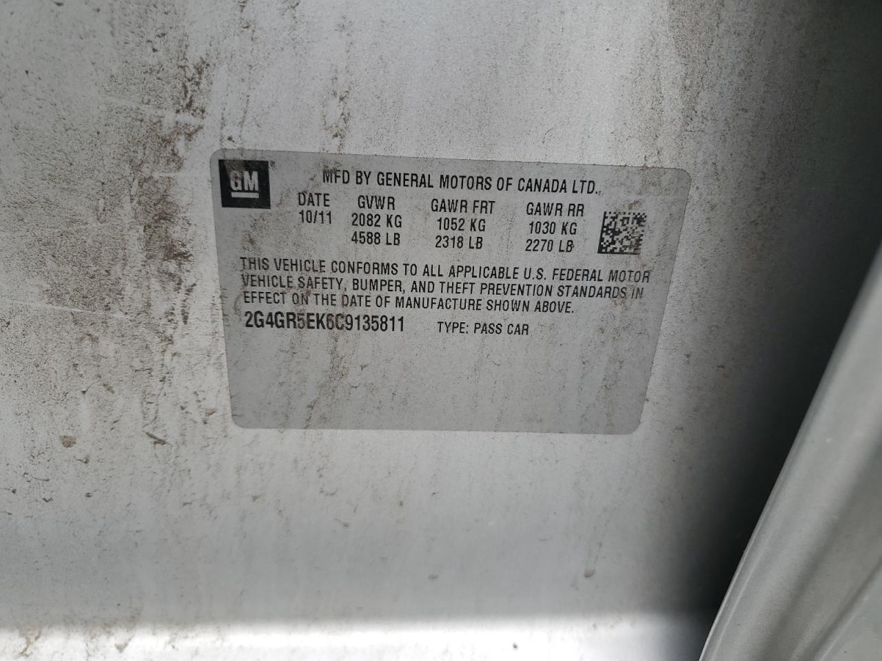 2012 Buick Regal VIN: 2G4GR5EK6C9135811 Lot: 84279685