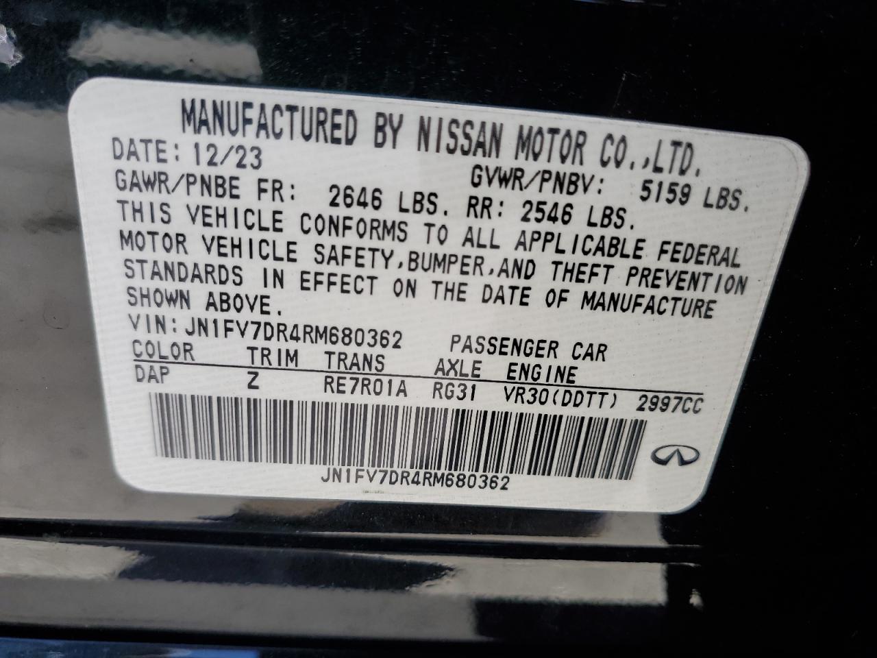 2024 Infiniti Q50 Red Sport 400 VIN: JN1FV7DR4RM680362 Lot: 84793185