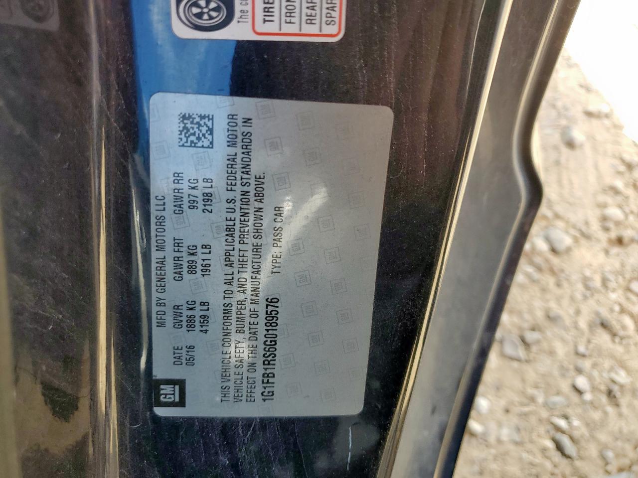 2016 Chevrolet Camaro Lt VIN: 1G1FB1RS6G0189576 Lot: 84288485