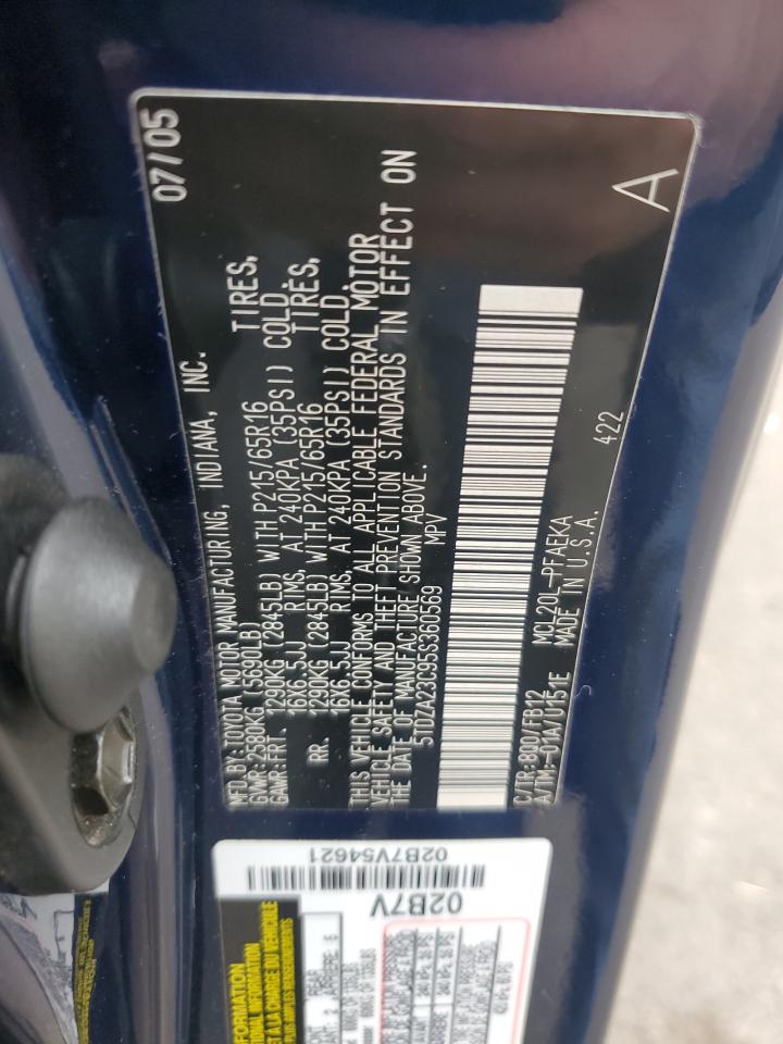 2005 Toyota Sienna Ce VIN: 5TDZA23C95S360569 Lot: 81907465