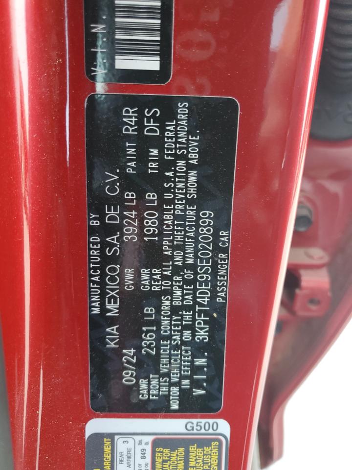 2025 Kia K4 Lx VIN: 3KPFT4DE9SE020899 Lot: 81359895