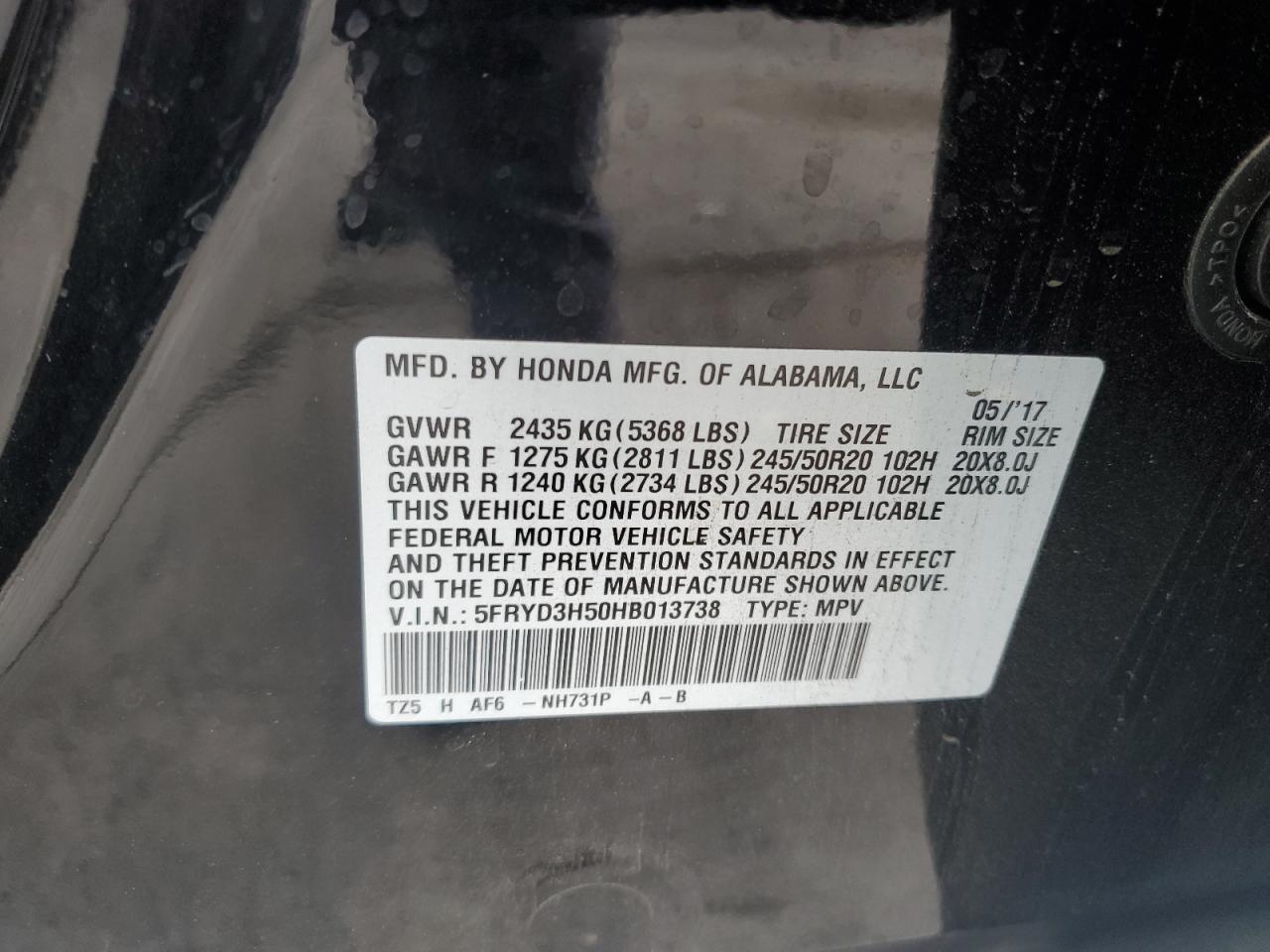 2017 Acura Mdx Technology VIN: 5FRYD3H50HB013738 Lot: 81477025