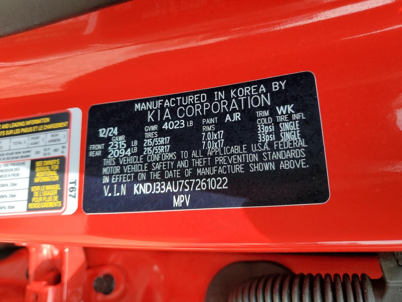 2025 Kia Soul Ex VIN: KNDJ33AU7S7261022 Lot: 70897325