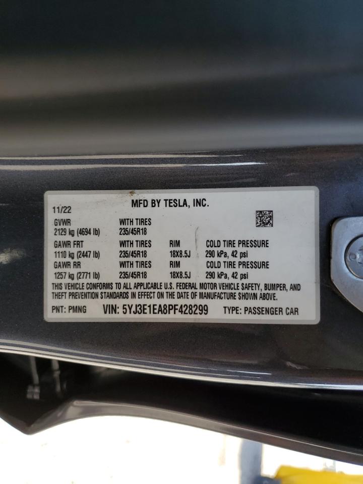 2023 Tesla Model 3 VIN: 5YJ3E1EA8PF428299 Lot: 84181755