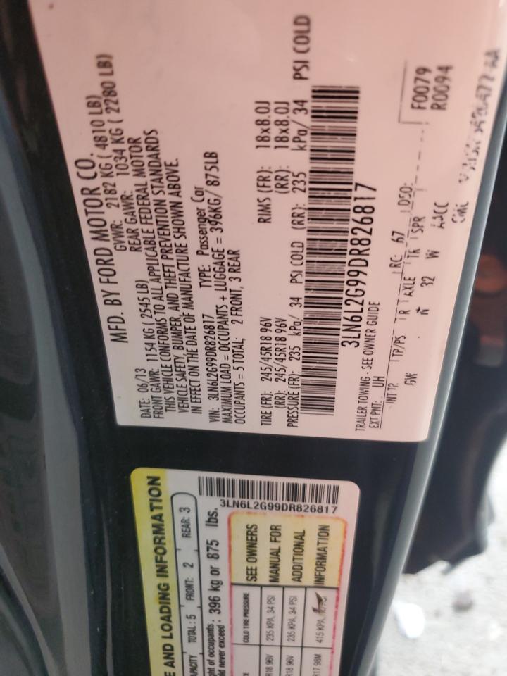 2013 Lincoln Mkz VIN: 3LN6L2G99DR826817 Lot: 70199305