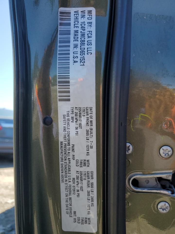 2020 Jeep Cherokee Latitude VIN: 1C4PJMCB8LD651521 Lot: 71156105