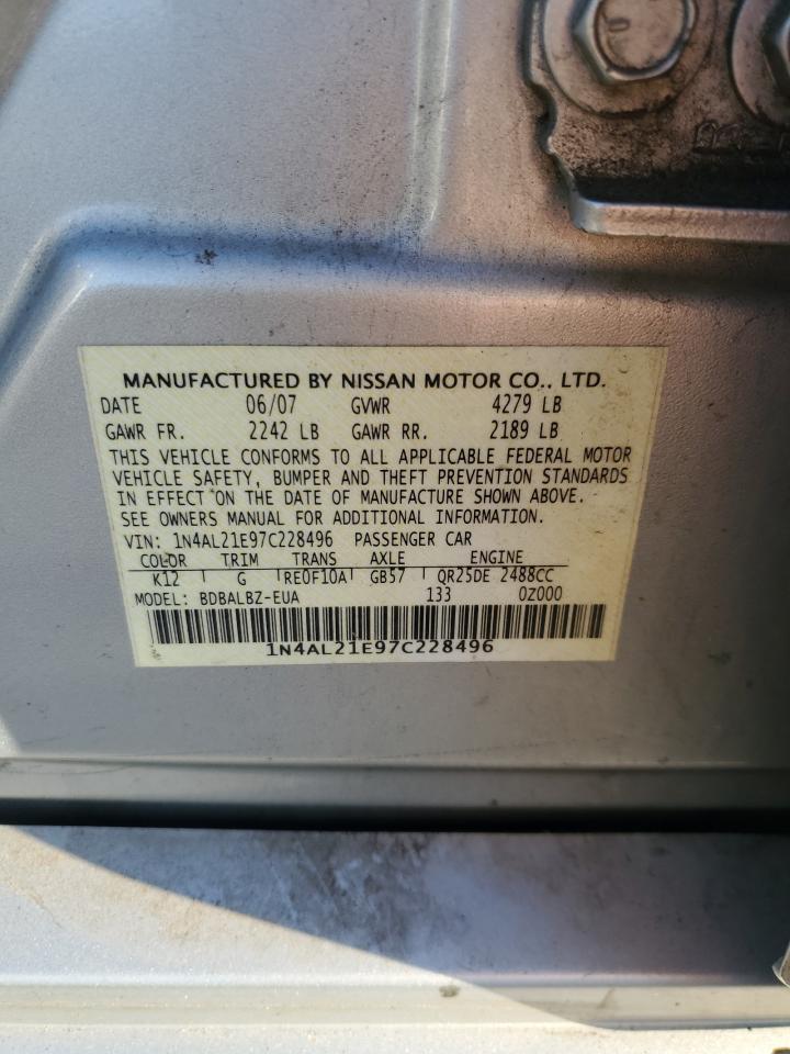 2007 Nissan Altima 2.5 VIN: 1N4AL21E97C228496 Lot: 81345205