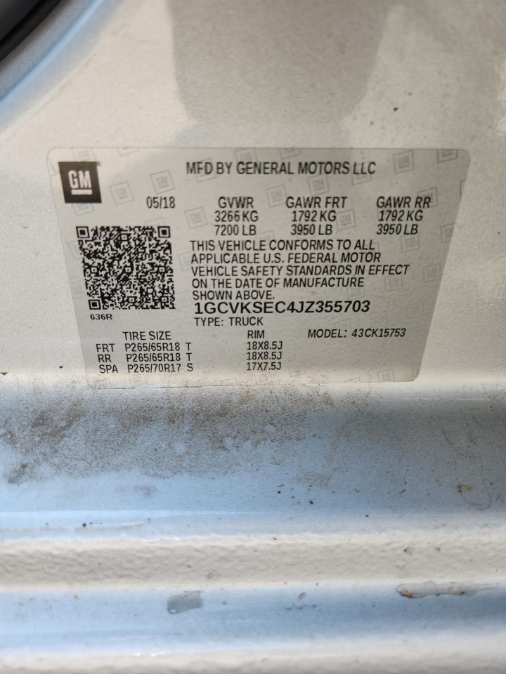 2018 Chevrolet Silverado K1500 Ltz VIN: 1GCVKSEC4JZ355703 Lot: 81273035