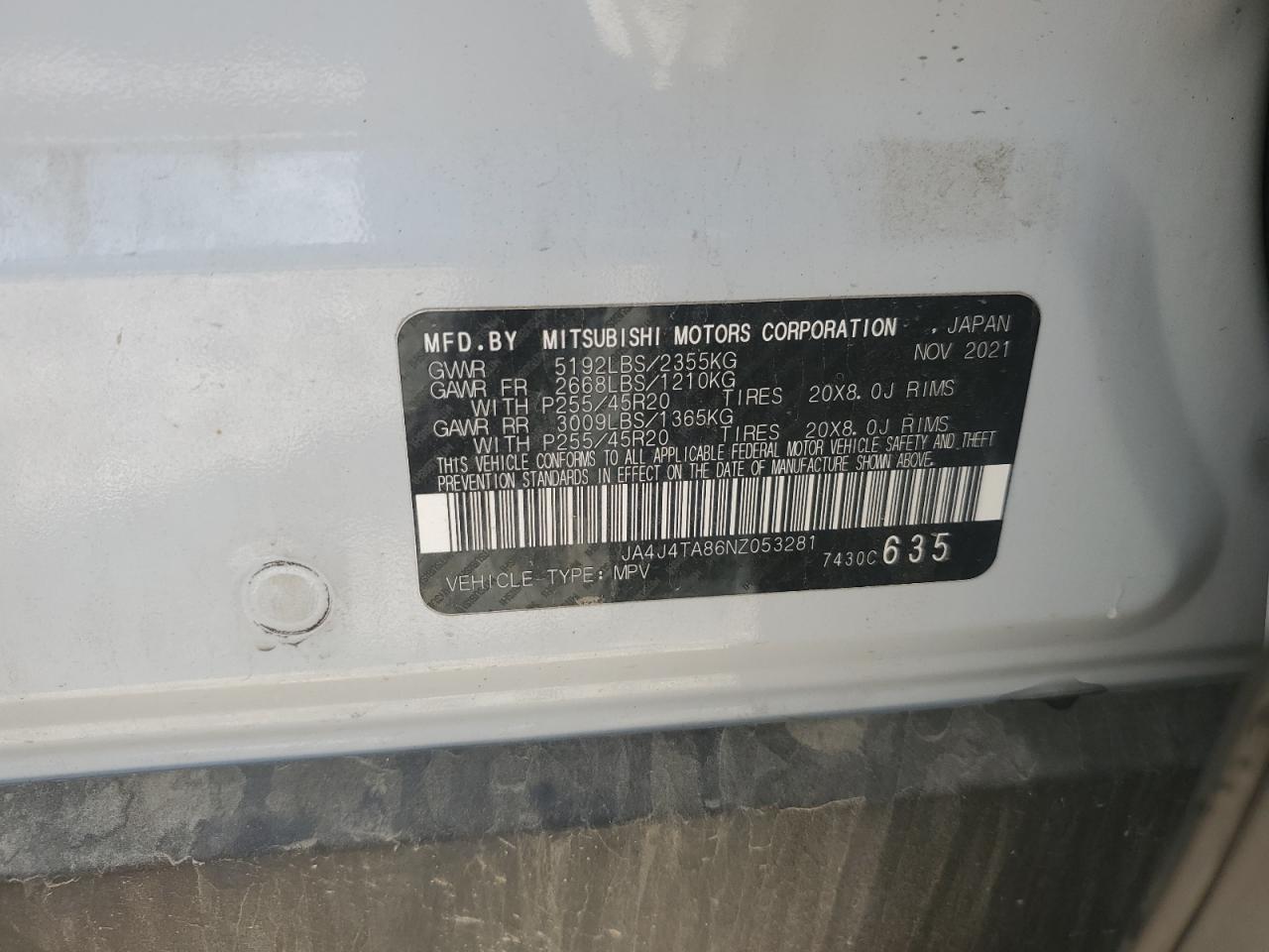 2022 Mitsubishi Outlander Es VIN: JA4J4TA86NZ053281 Lot: 80031515