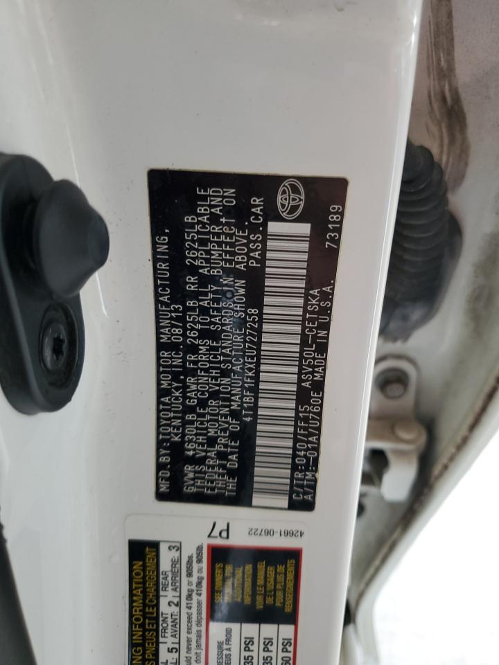 2014 Toyota Camry L VIN: 4T1BF1FKXEU727258 Lot: 84556705