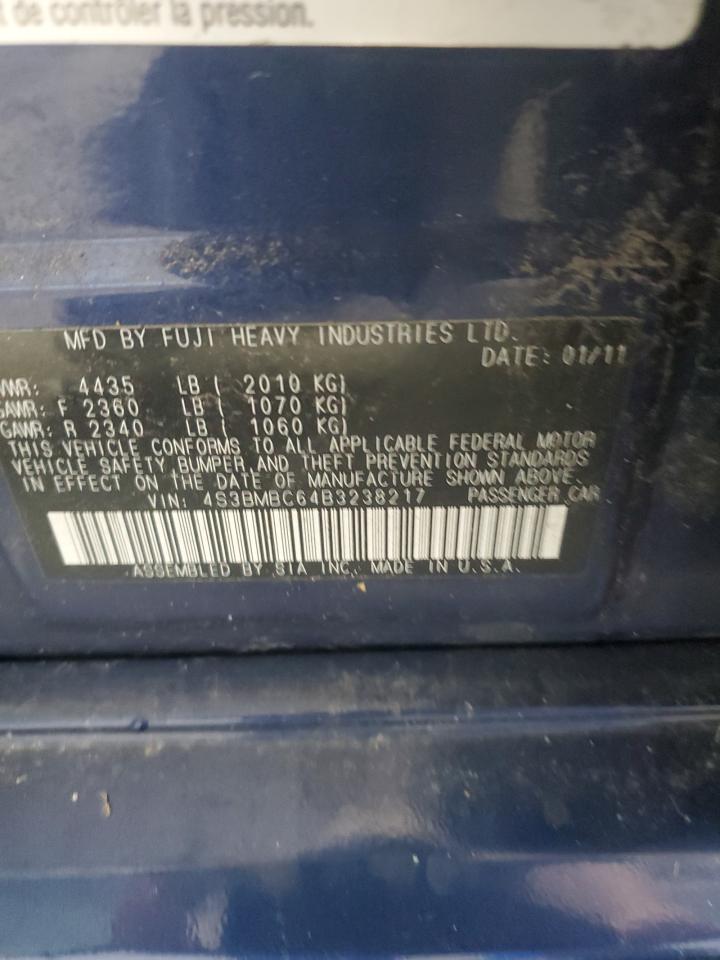 2011 Subaru Legacy 2.5I Premium VIN: 4S3BMBC64B3238217 Lot: 71186325