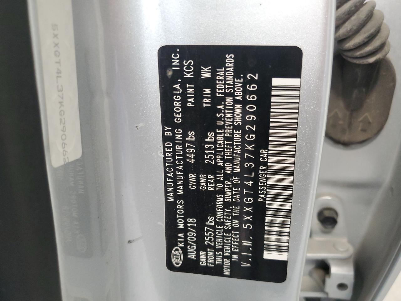 2019 Kia Optima Lx VIN: 5XXGT4L37KG290662 Lot: 80316275