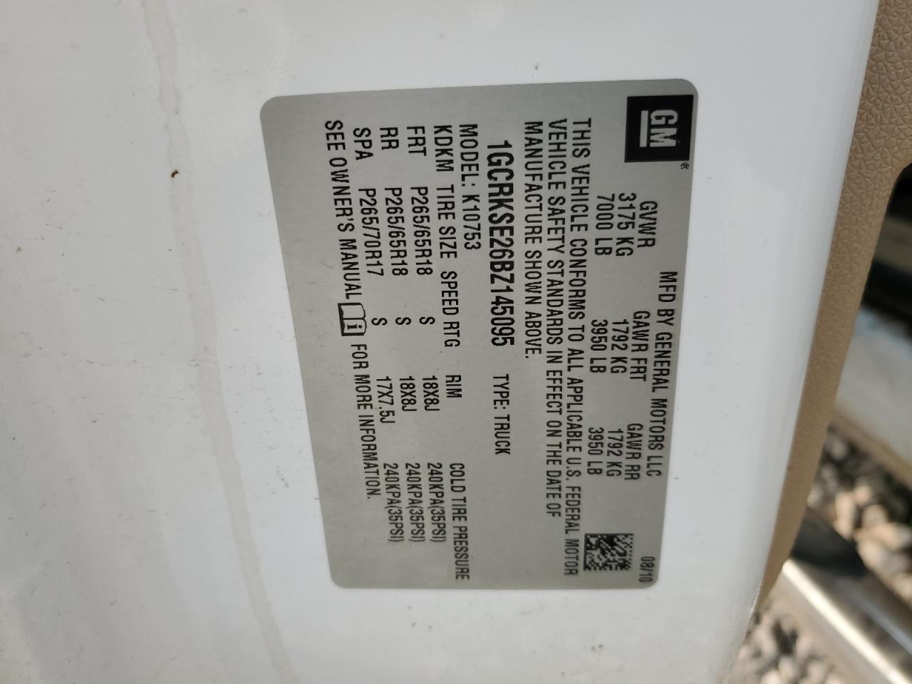 2011 Chevrolet Silverado K1500 Lt VIN: 1GCRKSE26BZ145095 Lot: 71252195