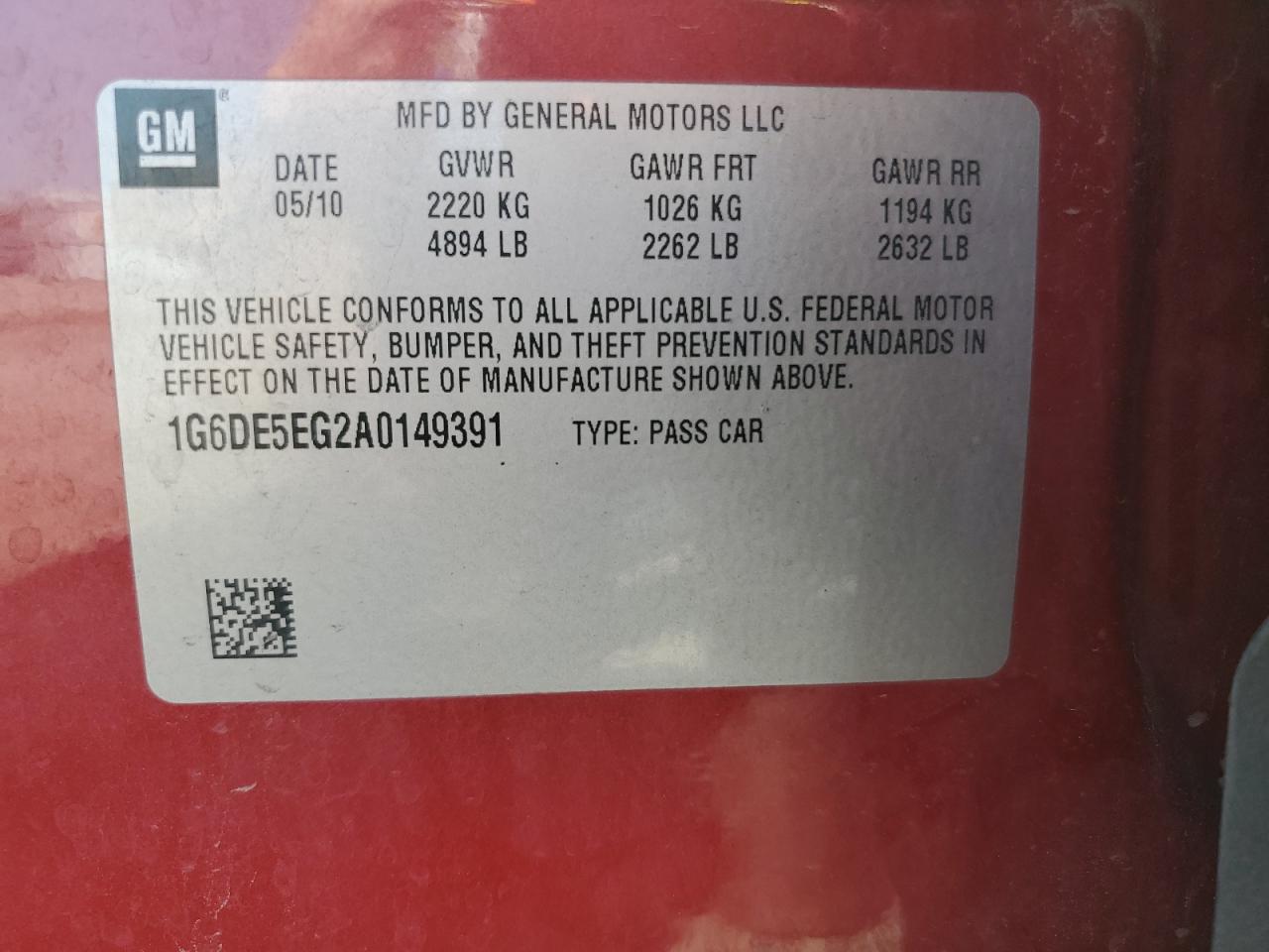 2010 Cadillac Cts Luxury Collection VIN: 1G6DE5EG2A0149391 Lot: 81246595