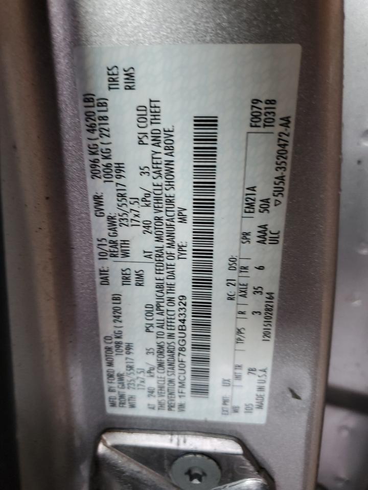 2016 Ford Escape S VIN: 1FMCU0F78GUB43329 Lot: 81581715