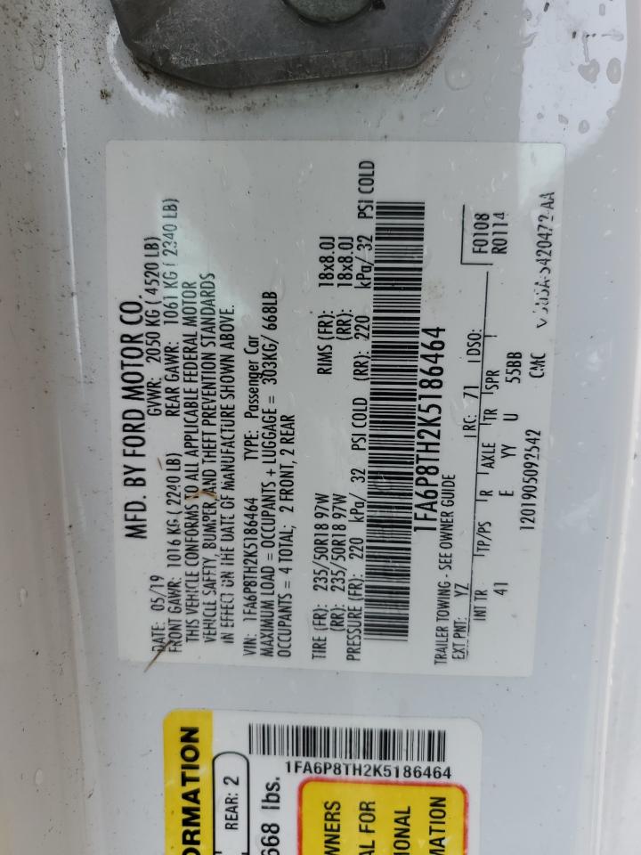 2019 Ford Mustang VIN: 1FA6P8TH2K5186464 Lot: 80819665