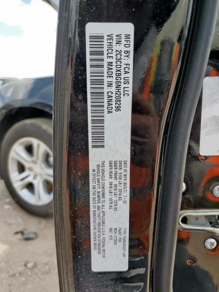 2022 Dodge Charger Sxt VIN: 2C3CDXBG6NH208296 Lot: 80763365