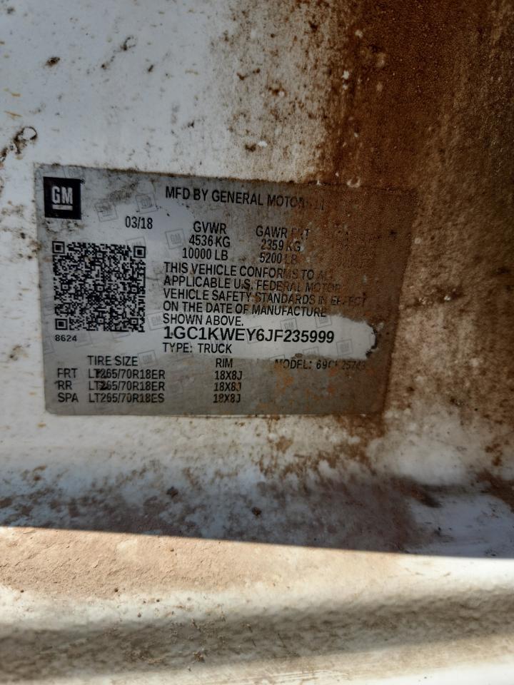 2018 Chevrolet Silverado K2500 Heavy Duty Ltz VIN: 1GC1KWEY6JF235999 Lot: 67889395