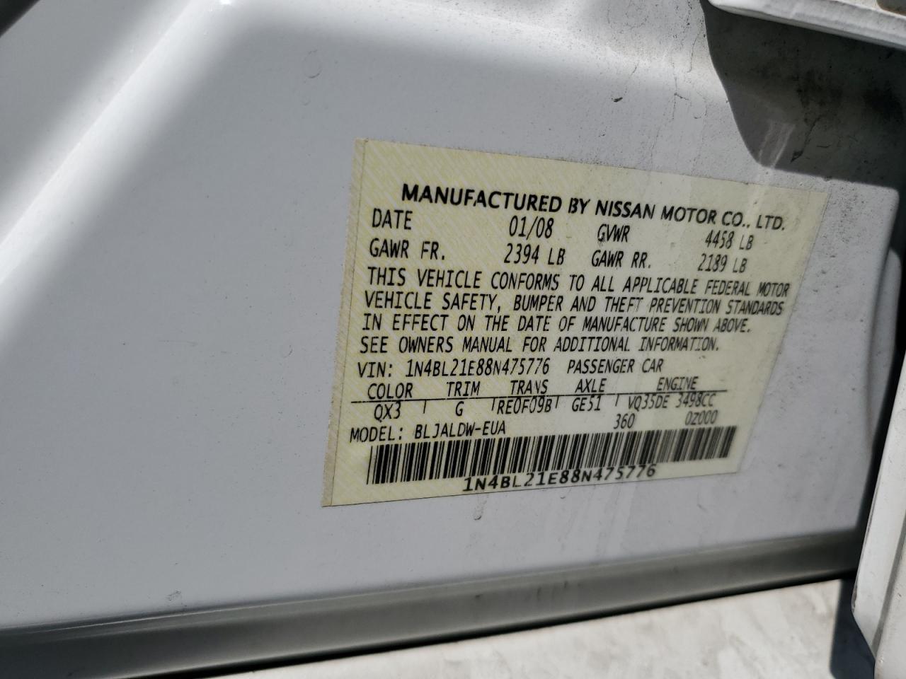 2008 Nissan Altima 3.5Se VIN: 1N4BL21E88N475776 Lot: 71281345