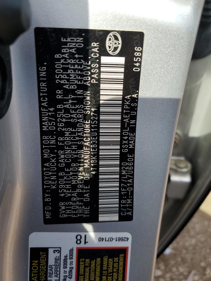 2014 Toyota Avalon Base VIN: 4T1BK1EB3EU115271 Lot: 81590475