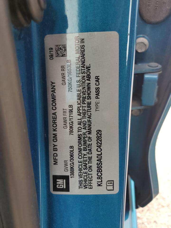 2020 Chevrolet Spark Ls VIN: KL8CB6SA0LC422829 Lot: 72081175