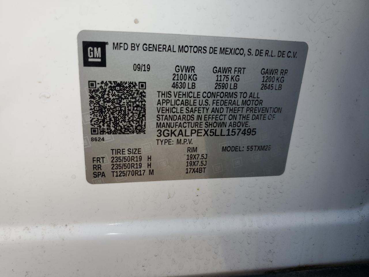 2020 GMC Terrain Slt VIN: 3GKALPEX5LL157495 Lot: 84368385