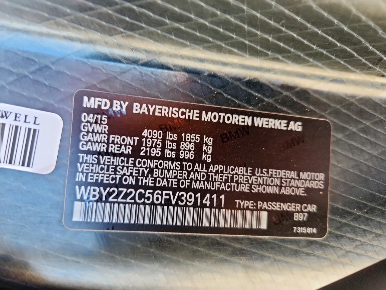 2015 BMW I8 VIN: WBY2Z2C56FV391411 Lot: 84620135