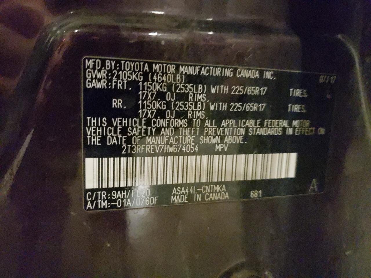 2017 Toyota Rav4 Xle VIN: 2T3RFREV7HW674054 Lot: 81339955