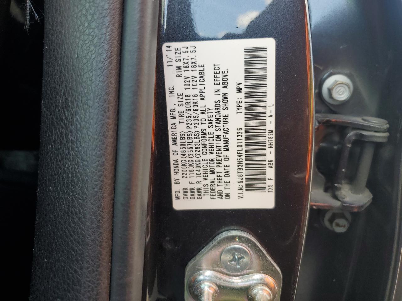 2015 Acura Rdx Technology VIN: 5J8TB3H54FL011326 Lot: 83782465