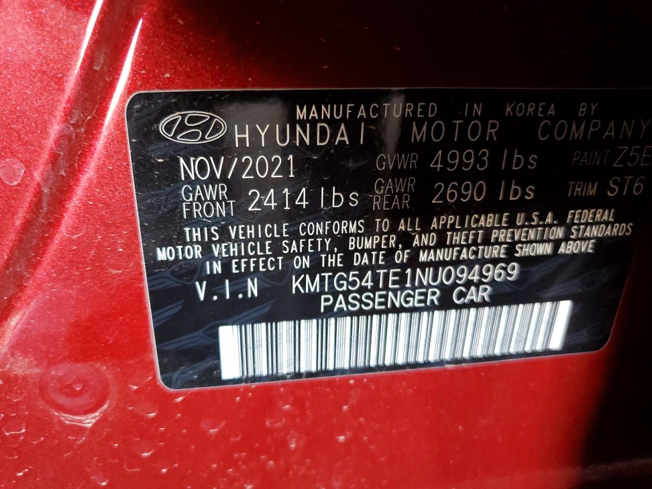 2022 Genesis G70 Base VIN: KMTG54TE1NU094969 Lot: 80159845