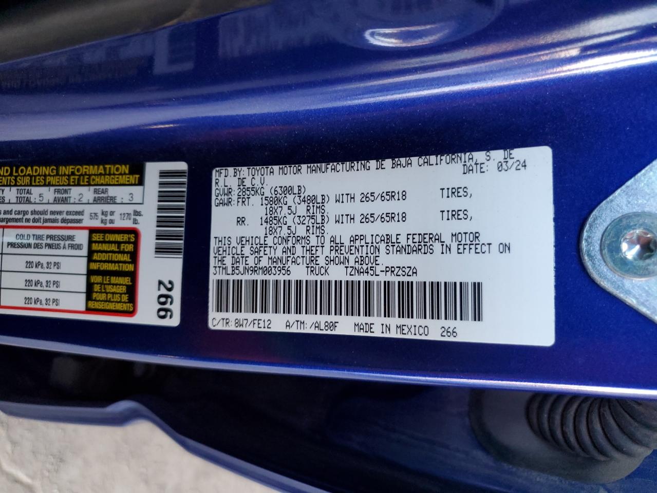 2024 Toyota Tacoma Double Cab VIN: 3TMLB5JN9RM003956 Lot: 81967895