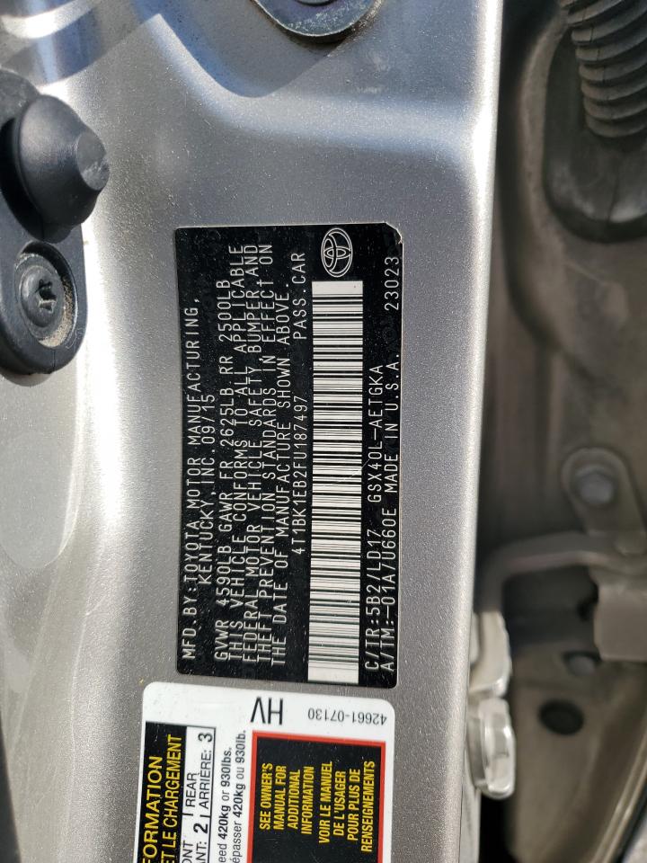 2015 Toyota Avalon Xle VIN: 4T1BK1EB2FU187497 Lot: 82151645