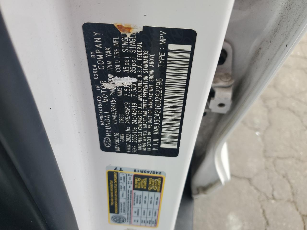 2016 Hyundai Tucson Limited VIN: KM8J3CA21GU262296 Lot: 71842175