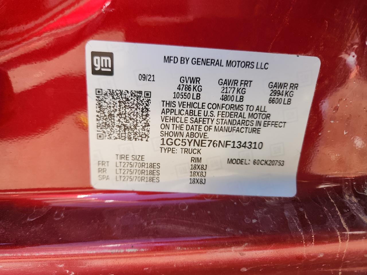 2022 Chevrolet Silverado K2500 Heavy Duty Lt VIN: 1GC5YNE76NF134310 Lot: 81474315