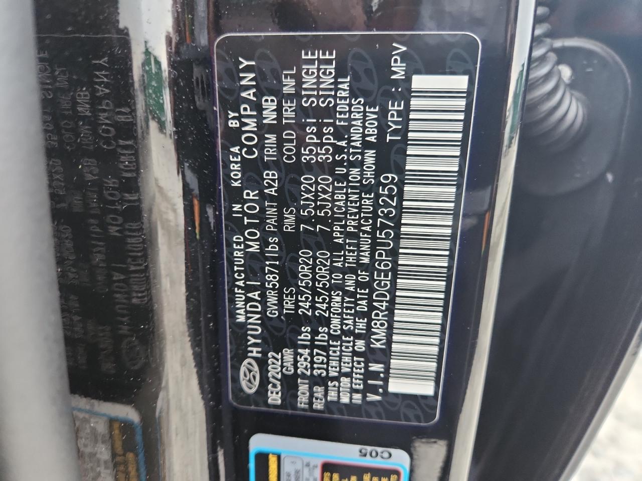 2023 Hyundai Palisade Sel Premium VIN: KM8R4DGE6PU573259 Lot: 84371985