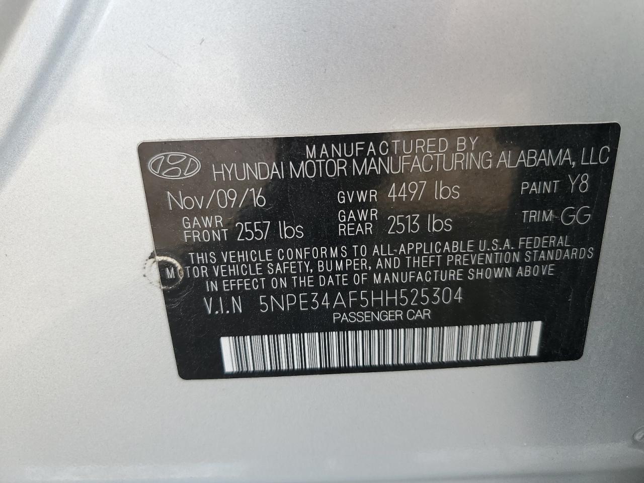 2017 Hyundai Sonata Sport VIN: 5NPE34AF5HH525304 Lot: 69239175