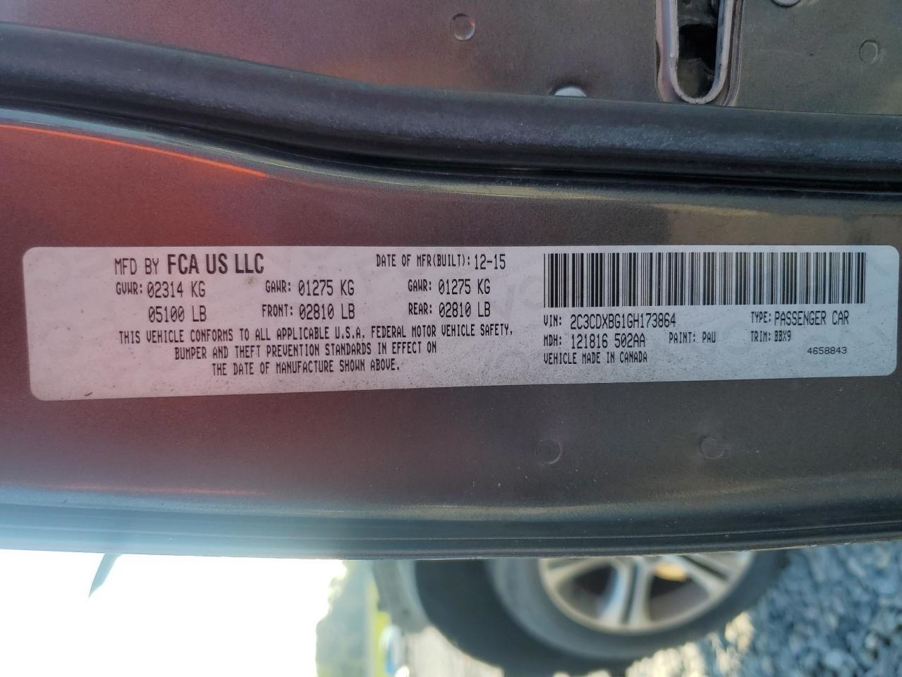 2016 Dodge Charger Se VIN: 2C3CDXBG1GH173864 Lot: 85661285