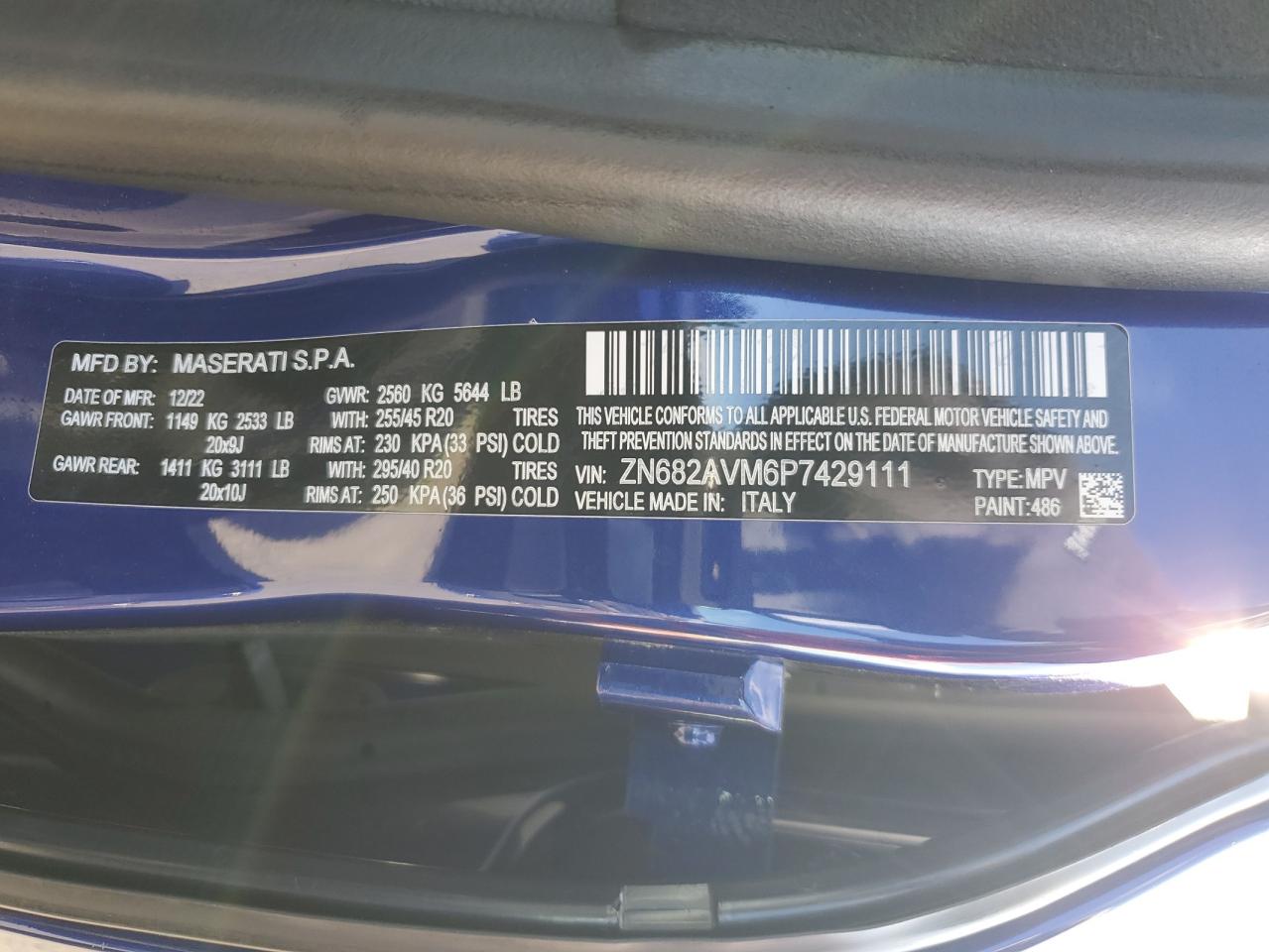 2023 Maserati Grecale Modena VIN: ZN682AVM6P7429111 Lot: 68165235