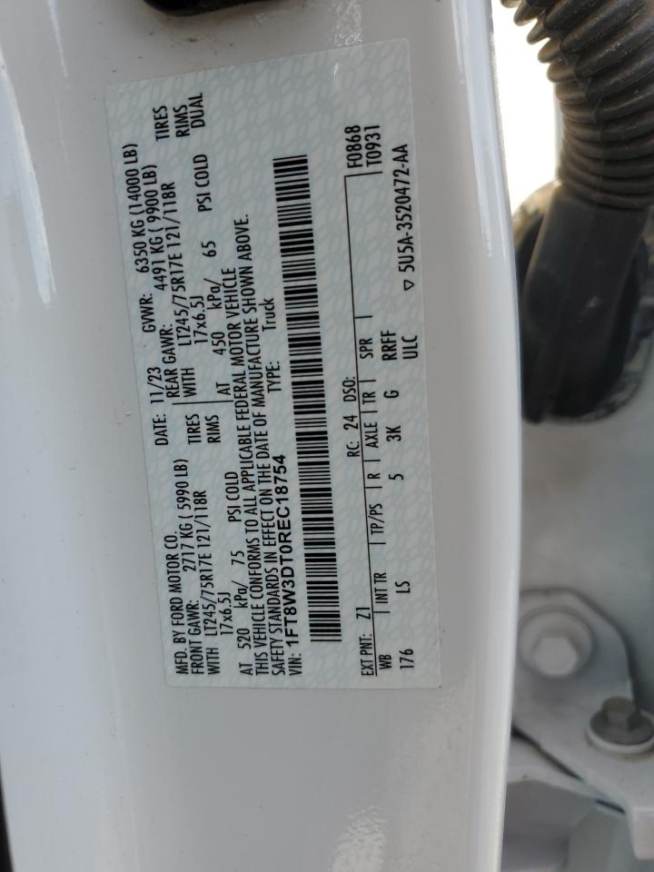 2024 Ford F350 Super Duty VIN: 1FT8W3DT0REC18754 Lot: 71873015