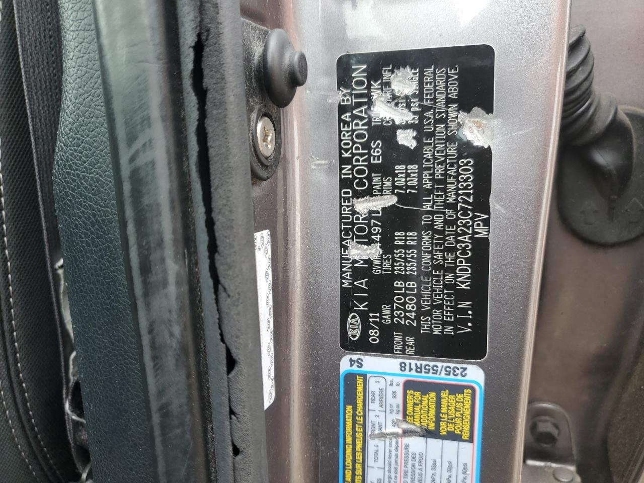 2012 Kia Sportage Ex VIN: KNDPC3A23C7213303 Lot: 81199325